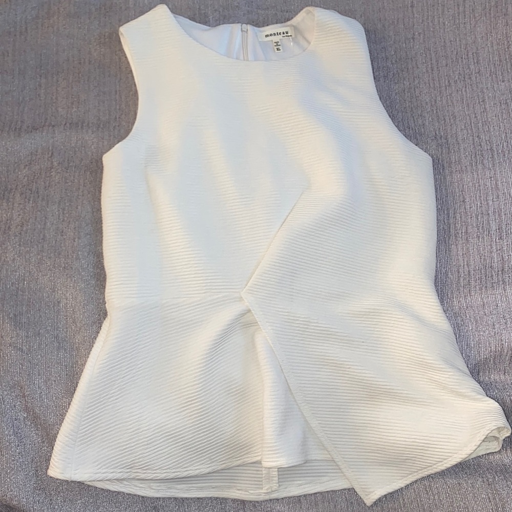 White ribbed dressy top monteau xl NWT bridal